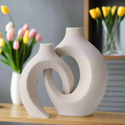 Vase Décoratif Nordique - Vase de Décoration intérieur de couleur blanche - NordicCharm™ - JardinPam